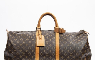 SOLD. Louis Vuitton: A "Keepall 55" travel bag of brown monogram canvas, leather trimmings, gold tone hardware and two handles. – Bruun Rasmussen Auctioneers of Fine Art