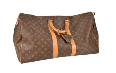 Louis Vuitton French Company Keepall Bag, C. 1976-91 - Dual brown monogrammed coated canvas Keepall