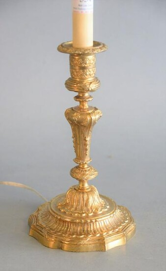 Louis XVI Style Gilt-Bronze Candlestick Lamp with