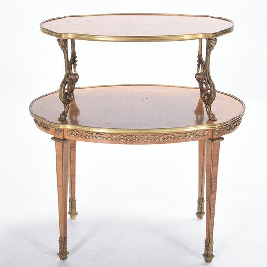 Louis XVI Style Ormolu Mounted and Inlaid Marquetry Two