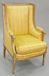 Louis XVI style gilt bergere. Provenance: From an