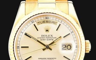MENS 18K GOLD ROLEX PRESIDENT DAY-DATE CHAMPAGNE INDEX