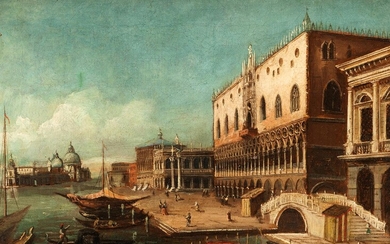 Maler des ausgehenden 18. Jahrhunderts, VENEDIG - BLICK AUF DIE PIAZETTA SAN MARCO MIT DEM PRACHTVOLLEN DOGENPALAST