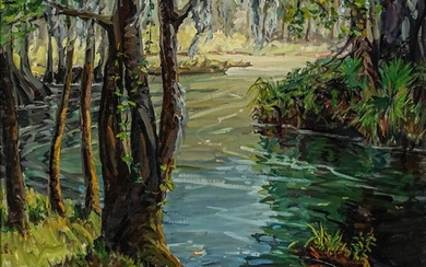Margaret Frances Robinson (American 1908-1985), Forest River Landscape, Oil on Canvas, 26 x 32 inches