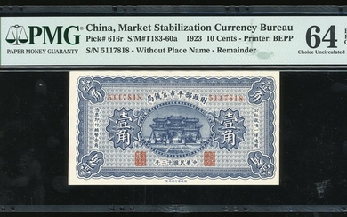 Market Stabalisation Currency Bureau, 3x 10 cents, remainder, 1923, consecutive serial numbers...