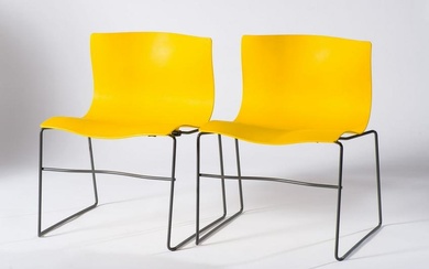 Massimo Vignelli (2) Yellow Armless Handkerchief Chairs for Knoll