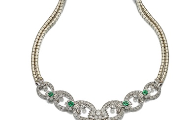 Mauboussin Emerald and Diamond Necklace / Brooch, Circa 1930 |...