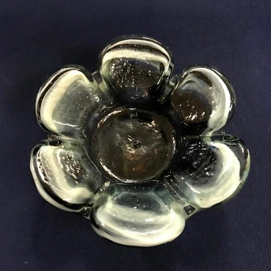 Mid Century Modern Pressed Glass Flower Form Bowl