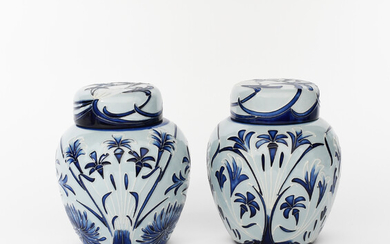 'Midnight Blue' a pair of modern Moorcroft Pottery ginger jar and covers