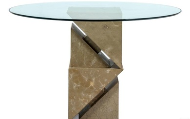 Modern Geometric Stacked Marble Glass Dining Table