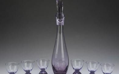 Modernist lavender crystal decanter set