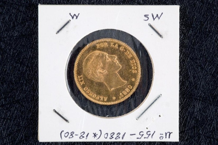 Moneda de 25 pesetas, Alfonso XII, 1880, MSM.