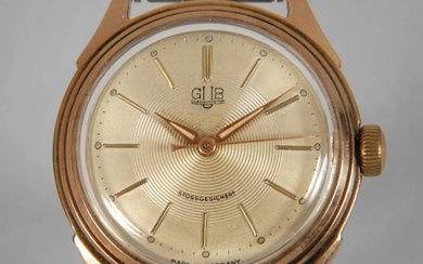 Montre-bracelet GUB Glashütte Années 1960, montre-bracelet vintage dorée avec fond vissé en acier inoxydable, cadran...