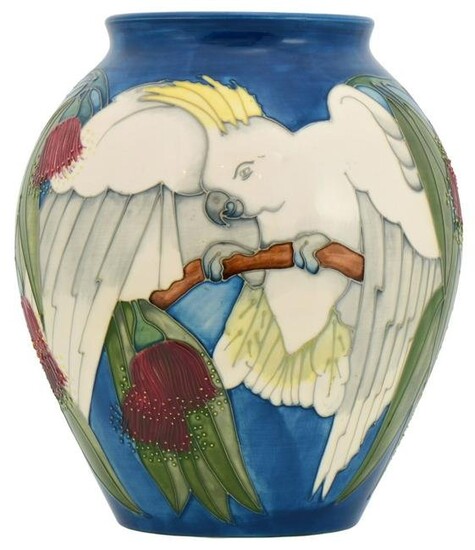 Moorcroft Pottery "Sulphur Crested Cockatoo" Vase