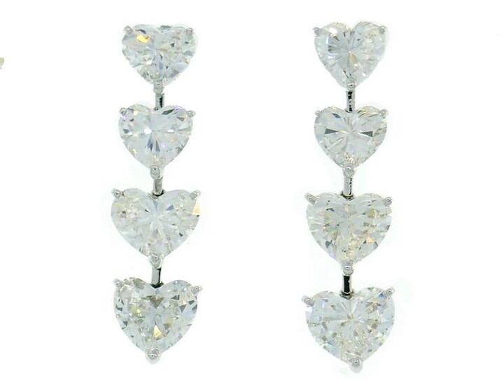 Moussaieff Heart Diamond Platinum Dangle EARRINGS with