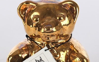 Mück, Hajo, verrerie Eisch, "Goldbärchen", figurine en verre, dorée, objet de l'année 1996, désignée au...
