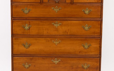 NEW ENGLAND QUEEN ANNE MAPLE CHEST ON FRAME