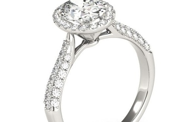 Natural 1.33 CTW Diamond Engagement Ring 14K White Gold
