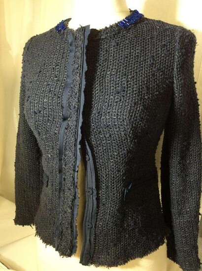 Navy Cotton & Wool Vtg. Boho PRADA Blazer, Italy