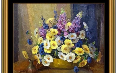Nell Walker Warner Original Oil Painting On Canvas Signed Still Life Flowers Art