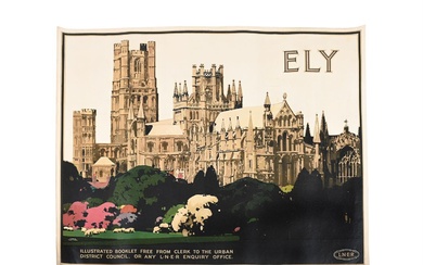 ORIGINAL TRAVEL POSTER ADVERTISING TRAVEL BY TRAIN TO ELY