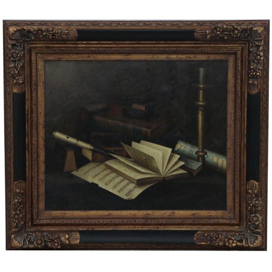 Oil Painting after William Michael Harnett "Music and Literature"