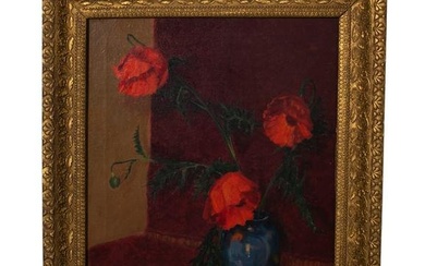 Oil, Still Life of Floral Vase