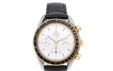 Omega. A stainless steel and gold plated automatic chronograph wristwatch...