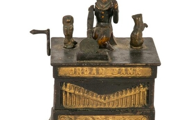 Organ Cat and Dog Mechanical Cast Iron Coin Bank