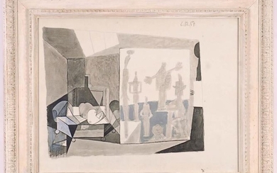 PABLO PICASSO, Untitled, dated in plate 6/12/57, photolithograph, suite:...