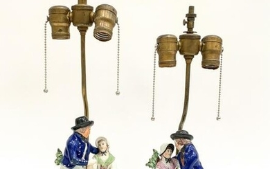 PAIR EARLY 19TH C. ENGLISH PEARLWARE SAILOR GROUPS
