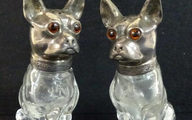 PAIR FRENCHIE FIGURAL S.S AND CRYSTAL SALT & PEPPER