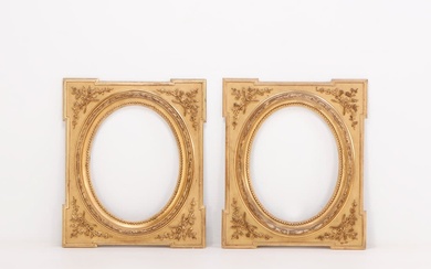 PAIR NINETEENTH CENTURY GILTWOOD AND GESSO PICTURE FRAMES.