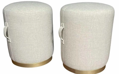 PAIR OF CONTEMPORARY UPHOLSTERED OTTOMANS