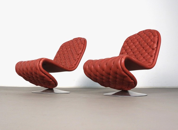 Pair of Verner Panton, lounge chair, model E from 1-2-3 series by Fritz Hansen