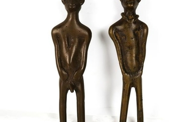 Pair Bronze Male & Female Nude Figures