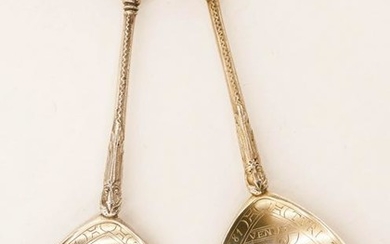 Pair Norwegian 830 Silver ''Venus'' Decorated Spoons