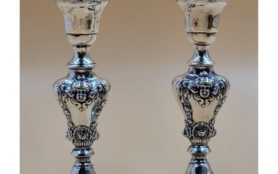 Pair Of Repousse Sterling Silver Candlestick ARROWSMITS
