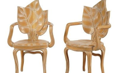 Pair of Art Nouveau Style Leaf Armchairs