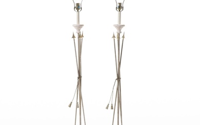 Pair of Fine Arts Lamps Co. Neoclassical Style Bundled Arrows Floor Lamps