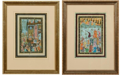 Pair of Persian School Watercolors, early 20th c., each