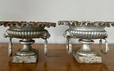 Pair of Small 19th Century Cast Iron Urns
