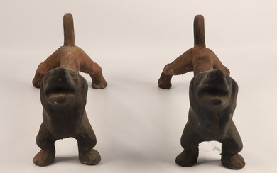 Pair of cast iron Dachshund fire dogs