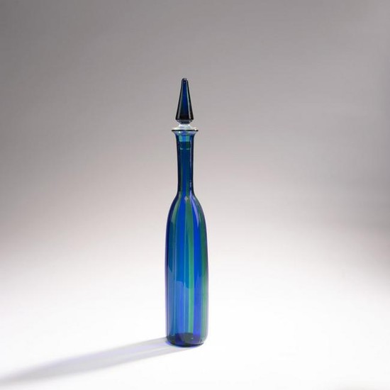 Paolo Venini, Bottle with stopper 'A fasce', 1956