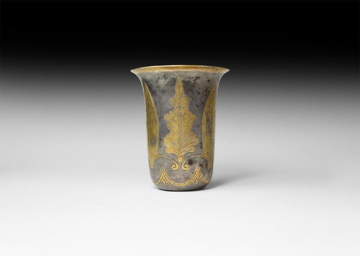 Parthian Gilt Silver Cup with Leaf Design