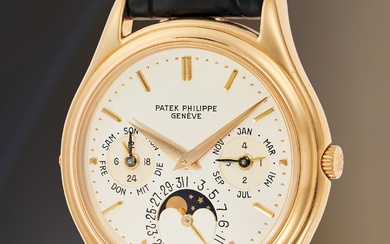 Patek Philippe, Ref. 3940 A well-preserved and collectible “first series” yellow gold perpetual calendar wristwatch with moon phase, 24-hour, and leap year indication