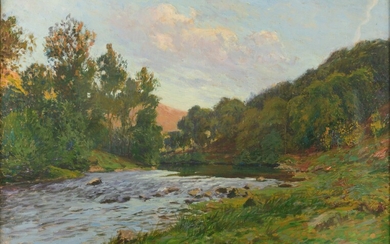 Paul Madeline (1863-1920), landscape with a river, oil on canvas, 60 x 81 cm