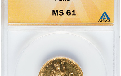 Peru: , Republic gold 20 Soles 1950 MS61 ANACS, ...