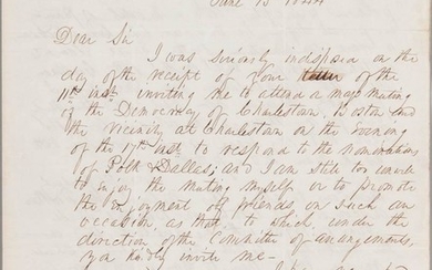 Pierce, Franklin (1804-1869) Autograph Letter Signed, Concord, New Hampshire, 15 June 1844.