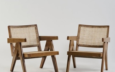 Pierre Jeanneret; Le Corbusier, Two armchairs 'Chandigarh' - 'PJ-SI-29-A', 1955/56